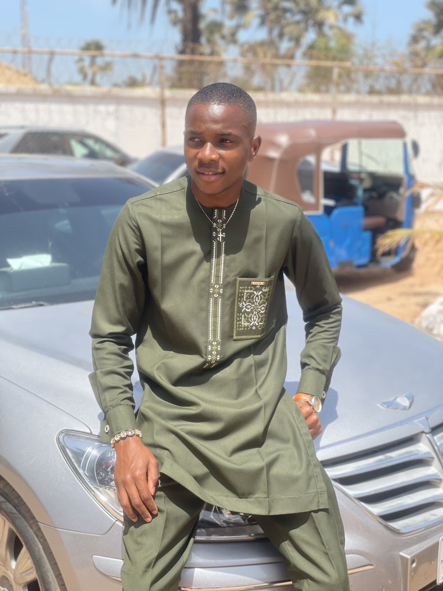 Jordan in a green kaftan